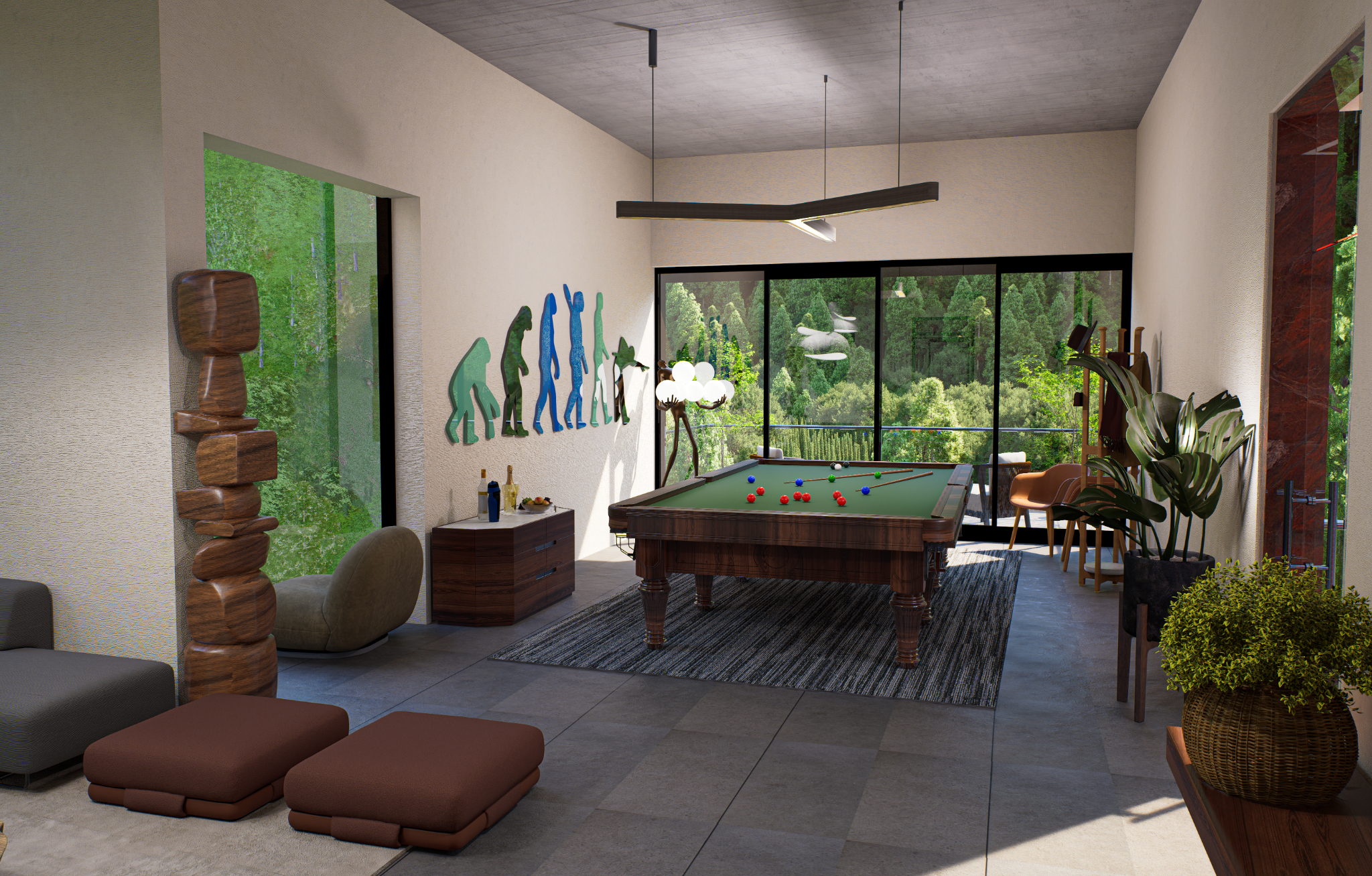 Interior living and snooker visualization